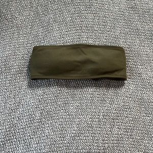 Army green bandeau bikini top